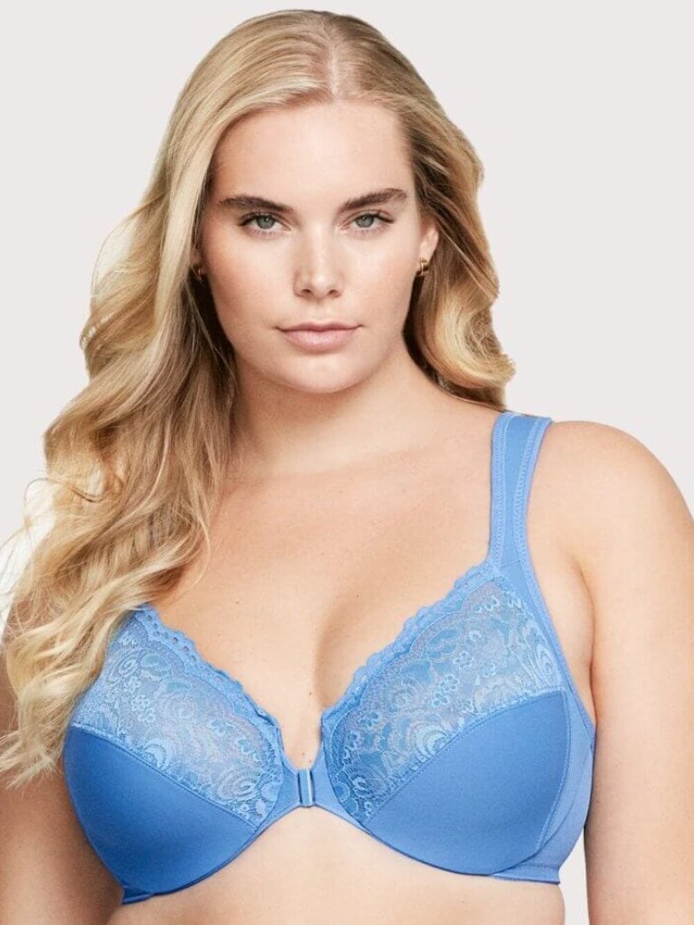 Glamorise 44H Blue WonderWire Front-Closure Full Coverage Bra 1245